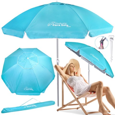 Parasol Plażowy Ogrodowy Chalkidiki Para SoleSun UPF50 240cm ŁAMANY SP0810