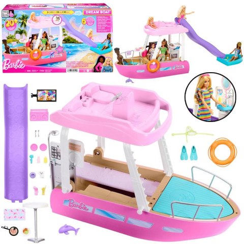 Mattel Barbie Motorówka dla lalek z TRANSFORMACJA WNĘTRZ + akcesoria ZA6042
