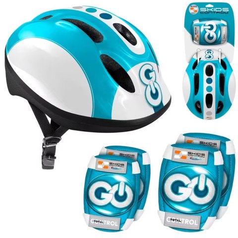 Regulowany zestaw ochronny dla dzieci Kask + ochraniacze NIEBIESKI SP0857
