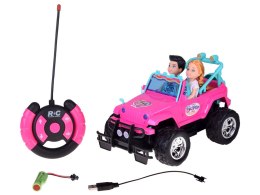 Zdalnie sterowane RÓŻOWE AUTO dla lalek + chłopiec i dziewczynka RC0734