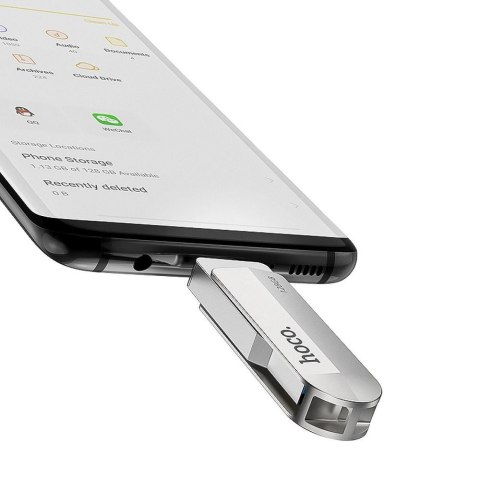 Pendrive 128GB USB 3.0 (USB A + USB C) Hoco UD10 srebrny