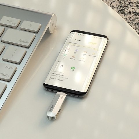 Pendrive 128GB USB 3.0 (USB A + USB C) Hoco UD10 srebrny