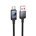 Kabel USB A do USB C Hoco 5A z wyświetlaczem 1 m X118 czarny