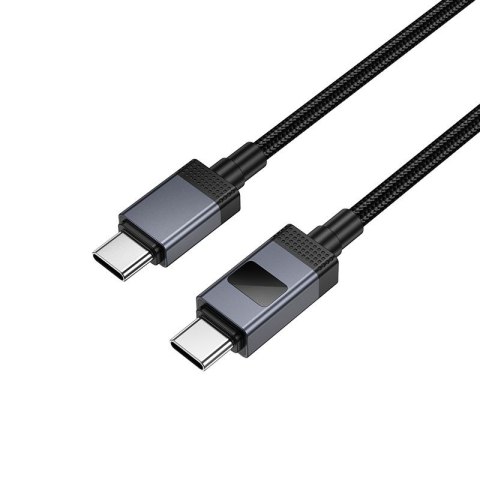 Kabel USB C do USB C Hoco 3A 60W z wyświetlaczem 1 m X118 czarny