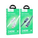 Kabel USB C do USB C Hoco QC3.0 PD 5A 240W 1,8 m U134 szary