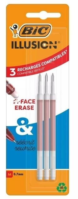 Wkład żelowy Illusion 0,7mm czerwony 3szt BIC