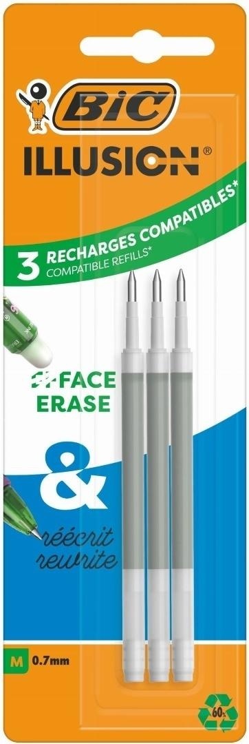 Wkład żelowy Illusion 0,7mm zielony 3szt BIC