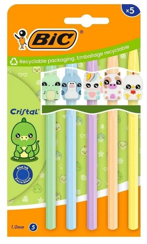 Długopis Cristal Figurine 1mm niebieski 5szt BIC