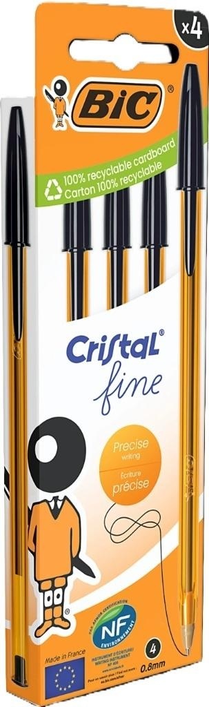 Długopis Cristal Original Fine czarny 4szt BIC