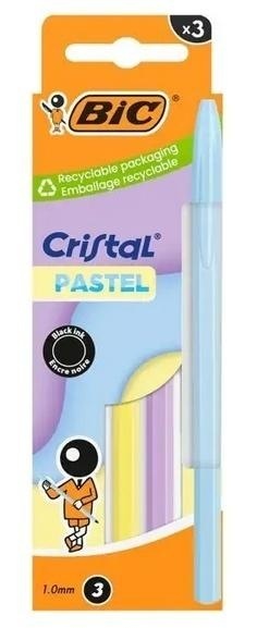 Długopis Cristal Pastel 1mm czarny 3szt BIC
