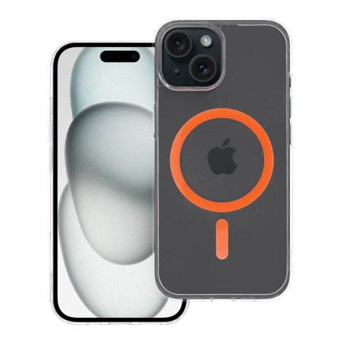 Etui na iPhone 15 Drop Glue Colorful Ring Mag Cover zgodny z MagSafe pomarańczowe
