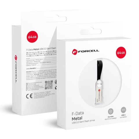 Pendrive 64GB USB 3.2 Gen 1 (USB A) Forcell F-Data Metal srebrny
