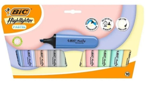 Zakreślacz Flat Pastel mix 10szt BIC