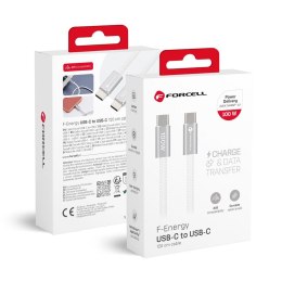 Kabel USB C do USB C Forcell F-Energy QC4.0 PD 3A 60W Cafule Color 1,2 m ACYH23 biały