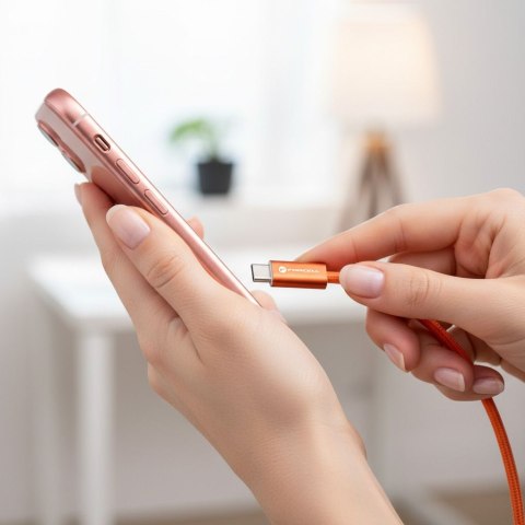 Kabel USB C do USB C Forcell F-Energy QC4.0 PD 3A 60W Cafule Color 1,2 m ACYH23 pomarańczowy