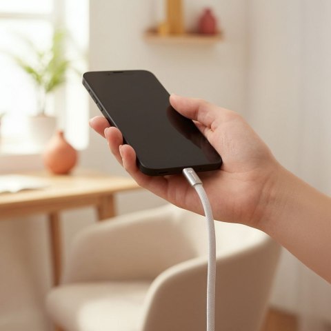 Kabel USB C do USB C Forcell F-Energy QC4.0 PD 3A 60W Cafule Flat 1,2 m CCFN23 biały