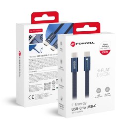 Kabel USB C do USB C Forcell F-Energy QC4.0 PD 5A 100W Cafule Flat 1,2 m CCFN23 granatowy