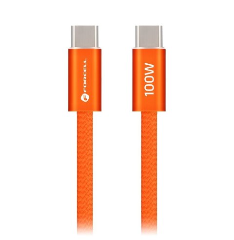 Kabel USB C do USB C Forcell F-Energy QC4.0 PD 5A 100W Cafule Flat 1,2 m CCFN23 pomarańczowy