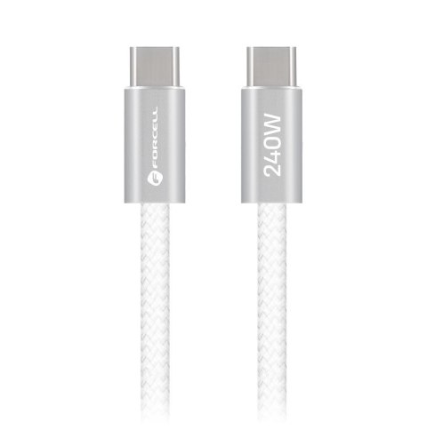Kabel USB C do USB C Forcell F-Energy QC4.0 PD 5A 240W Cafule Flat 1,2 m CCFN23 biały