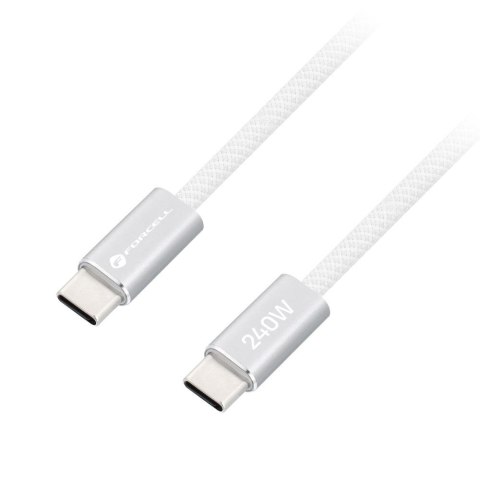 Kabel USB C do USB C Forcell F-Energy QC4.0 PD 5A 240W Cafule Flat 1,2 m CCFN23 biały