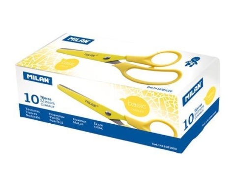 Nożyczki szkolne żółte (10szt) MILAN