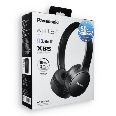 Słuchawki bezprzewodowe nagłowne PANASONIC RB-HF420BE XBS (Extra Bass System) czarne