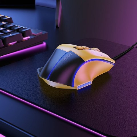 Myszka przewodowa gamingowa Hoco USB A 3600 dpi GM31 czarno żółta