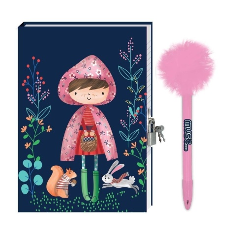 Pamiętnik+długopis z pomponem Czerwony Kapturek