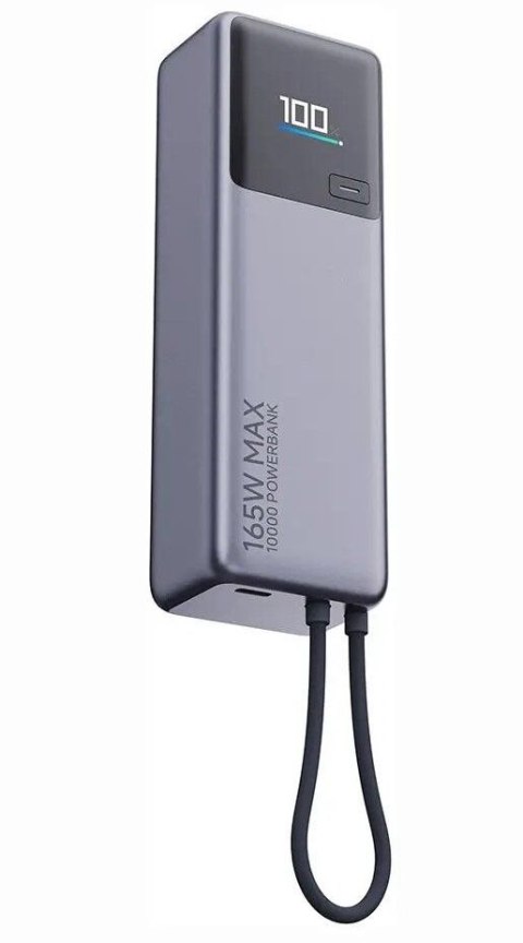 Powerbank Xiaomi 10000 mAh QC PD 165W z wbudowanym kablem USB C PB1165MI z wyświetlaczem LED szary