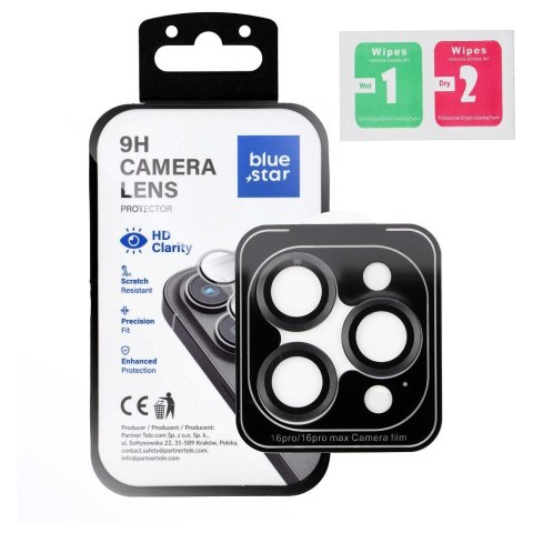 Szkło na aparat BLUE STAR Easy Install do IPHONE 16 PRO / 16 PRO MAX czarne