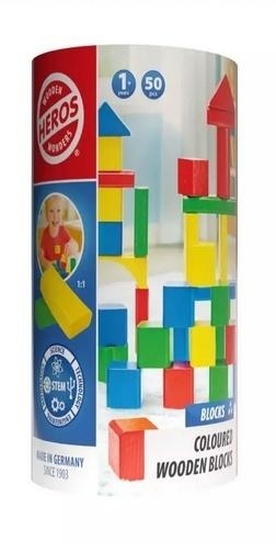 Drewniane kolorowe klocki 50el