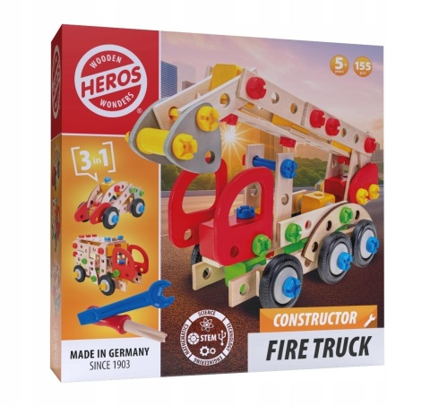 Klocki konstrukcyjne wóz strażacki 3w1 155el