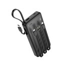 Powerbank Hoco 10000 mAh 2A z czterema wbudowanymi kablami USB A + USB C+ Lightning + Micro USB J146 czarny