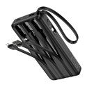 Powerbank Hoco 10000 mAh 2A z czterema wbudowanymi kablami USB A + USB C+ Lightning + Micro USB J146 czarny