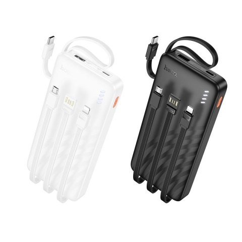 Powerbank Hoco 10000 mAh 2A z czterema wbudowanymi kablami USB A + USB C+ Lightning + Micro USB J146 czarny