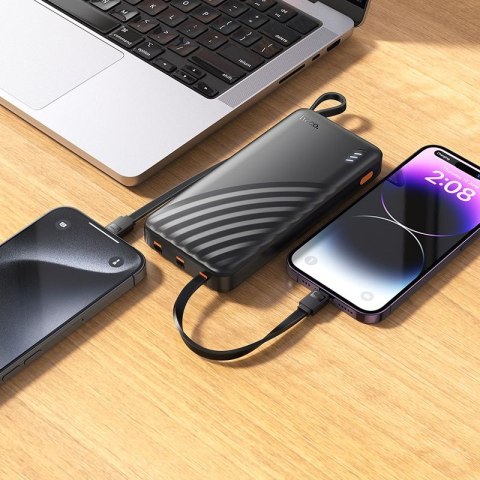 Powerbank Hoco 10000 mAh 2A z czterema wbudowanymi kablami USB A + USB C+ Lightning + Micro USB J146 czarny