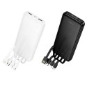 Powerbank Hoco 10000 mAh 2A z czterema wbudowanymi kablami USB A + USB C+ Lightning + Micro USB J163 czarny
