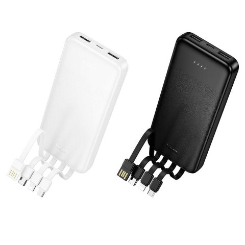 Powerbank Hoco 10000 mAh 2A z czterema wbudowanymi kablami USB A + USB C+ Lightning + Micro USB J163 czarny