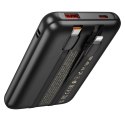 Powerbank Hoco 10000 mAh QC PD 22,5W z wbudowanymi kablami USB C + Lightning Q37 czarny