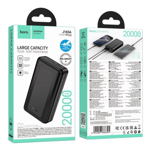 Powerbank Hoco 20000 mAh 2A J165A czarny