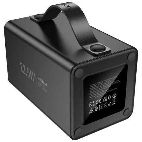 Powerbank Hoco 60000 mAh QC PD 3A 22,5W DC12V z wbudowaną latarką J138 czarny