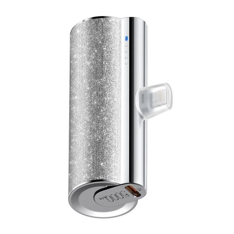 Powerbank Veger PlugOn (W0573) PD QC3.0 2,4A 12W 5000 mAh z wbudowanym złączem USB C srebrny