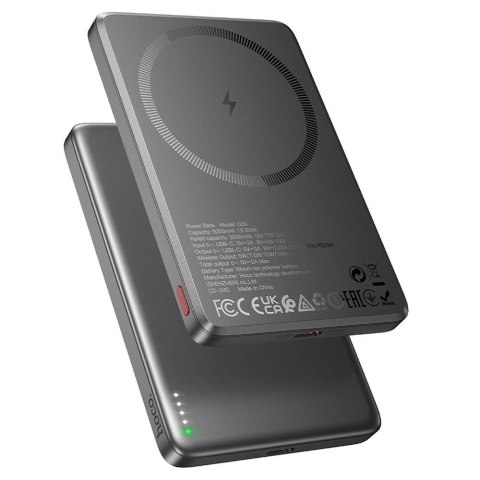Powerbank zgodny z MagSafe Hoco 5000 mAh QC PD 2A 20W Q26 szary