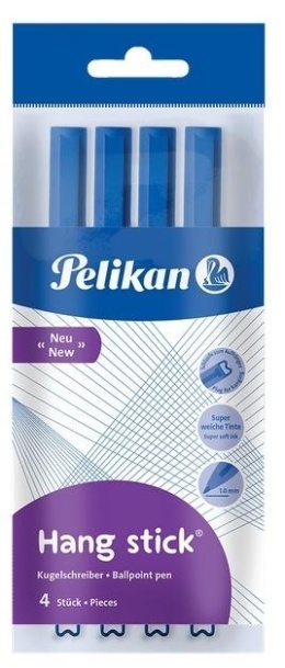 Długopis Hang Stick 1mm niebieski 4szt PELIKAN
