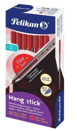 Długopis Hang Stick 0,7mm czerwony (12szt) PELIKAN