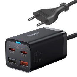 Baseus GaN3 Pro szybka ładowarka sieciowa GaN 2 x USB Typ C / 2 x USB 65W PD, QC4.0+, AFC, PPS + kabel USB Typ C - USB Typ C 1m 