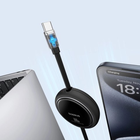 Kabel wysuwany Baseus Free2Draw Mini USB-C - USB-C 100W 1m - czarny