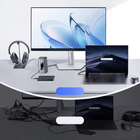 Stacja dokująca Baseus Spacemate RD1 hub 11w1 USB-C - 2xHDMI 4K@60Hz 2xDP 4K@60Hz 2xUSB-A 10Gb/s USB-C 10Gb/s RJ45 USB-A 480Mb/s