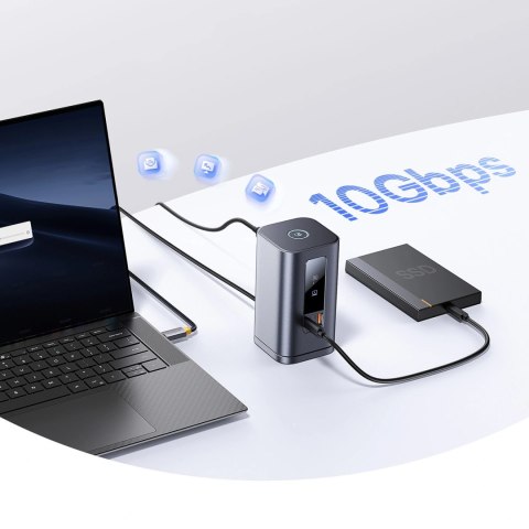 Stacja dokująca Baseus Spacemate RD1 hub 11w1 USB-C - 2xHDMI 4K@60Hz 2xDP 4K@60Hz 2xUSB-A 10Gb/s USB-C 10Gb/s RJ45 USB-A 480Mb/s